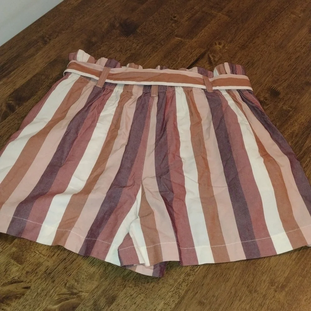 MADEWELL PAPER BAG High Rise RAINBOW STRIPE Brown Tan CREME 6 - Picture 9 of 9